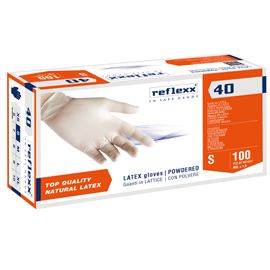 GUANTI IN LATTICE R40 - C/POLVERE - TG S - BIANCO - REFLEXX - CONF. 100 PEZZI 96919