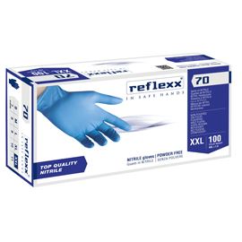 GUANTI IN NITRILE R70 - SENZA POLVERE - TG XXL - AZZURRO - REFLEXX - CONF. 100 PEZZI 96887