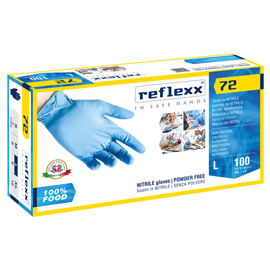GUANTI IN NITRILE FOODLINE R72 - TG L - AZZURRO - REFLEXX - CONF. 100 PEZZI 96907