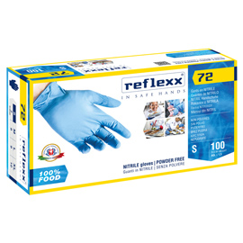 GUANTI IN NITRILE FOODLINE R72 - TG S - AZZURRO - REFLEXX - CONF. 100 PEZZI 96905