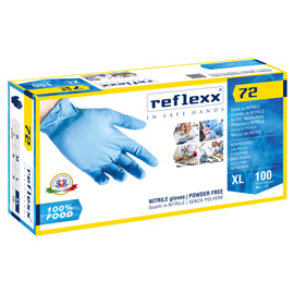 GUANTI IN NITRILE FOODLINE R72 - TG XL - AZZURRO - REFLEXX - CONF. 100 PEZZI 96908