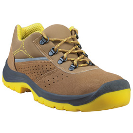 CALZATURA DI SICUREZZA RIMINI 4 S1P SRC - PELLE SCAMOSCIATA PERFORATA - NUMERO 47 - BEIGE/GIALLO - DELTAPLUS 91520