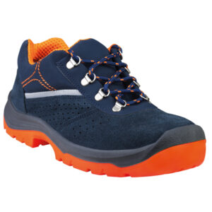 CALZATURA DI SICUREZZA RIMINI 4 S1P SRC - PELLE SCAMOSCIATA PERFORATA - NUMERO 38 - BLU-ARANCIO - DELTAPLUS 91522
