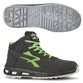 CALZATURA DI SICUREZZA HARD S3 SRC - PELLE IDROREPELLENTE - NUMERO 48 - GRIGIO SCURO-VERDE - U-POWER 86377