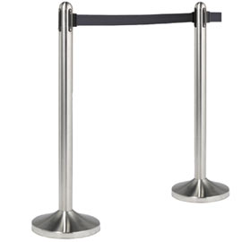 COLONNINA SEGNAPERCORSO CROMATA - ALTEZZA 100 CM - NASTRO RETRATTILE NERO DA 210 CM - SECURIT 74567
