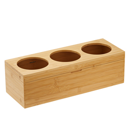 PORTABOTTIGLIE CON TRE FORI - 42 X15,5 X13 CM - BAMBOO - COLORE NATURALE - LEONE 101391