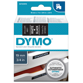 NASTRO D1 458110 - 19 MM X 7 MT - BIANCO-NERO - DYMO 27887