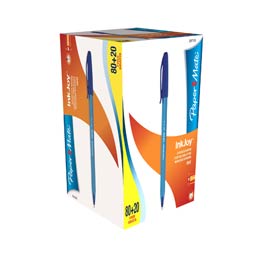 PENNA A SFERA CON CAPPUCCIO INKJOY 100 RT - PUNTA 1,0MM - BLU  - PAPERMATE - CONF. 80+20 PEZZI 77113