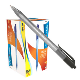 PENNA A SFERA A SCATTO INKJOY 100 RT - PUNTA 1,0MM - NERO  - PAPERMATE - CONF. 80+20 PEZZI 73371