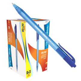PENNA A SFERA A SCATTO INKJOY 100 RT  - PUNTA 1,0MM - BLU - PAPERMATE - CONF. 80+20 PEZZI 73372