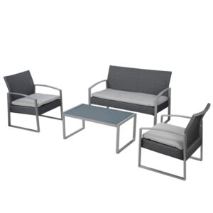 SALOTTO ALICANTE - NERO-GRIGIO - GARDEN FRIEND - SET 4 ELEMENTI 91672
