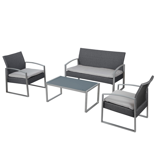 SALOTTO ALICANTE - NERO-GRIGIO - GARDEN FRIEND - SET 4 ELEMENTI 91672