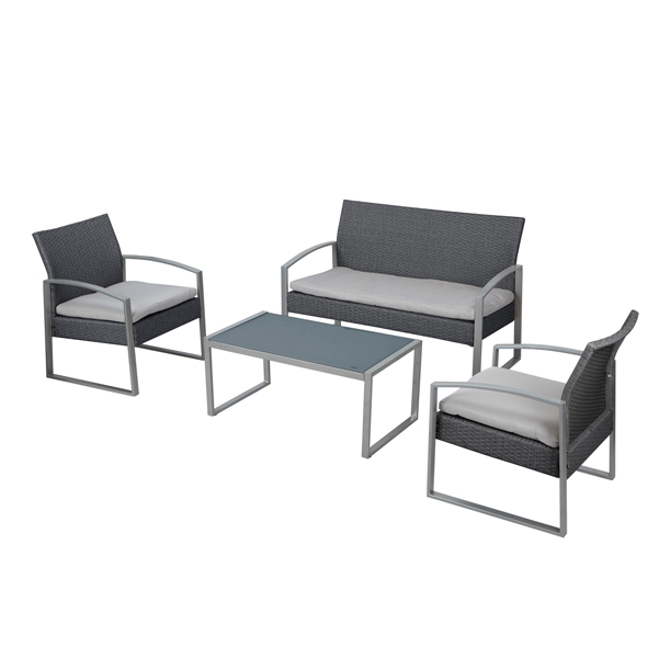 SALOTTO ALICANTE - BIANCO-GRIGIO - GARDEN FRIEND - SET 4 ELEMENTI 91673