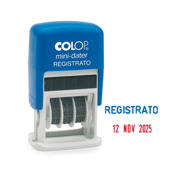 TIMBRO MINI DATER S160-L1 DATARIO + REGISTRATO - 4 MM - AUTOINCHIOSTRANTE - COLOP 38122