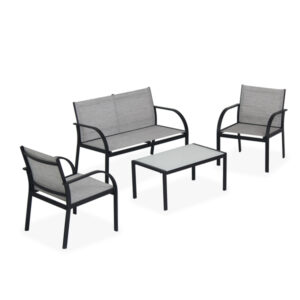 SALOTTO ANKARA - NERO-GRIGIO - GARDEN FRIEND - SET 4 ELEMENTI 91671