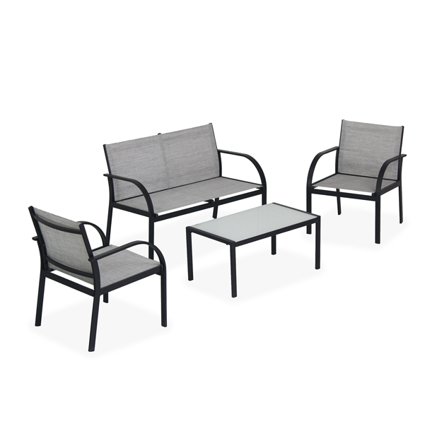 SALOTTO ANKARA - NERO-GRIGIO - GARDEN FRIEND - SET 4 ELEMENTI 91671