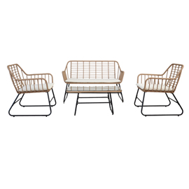 SALOTTO CEBU POLYRATTAN COLOR NATURALE - SET 4 ELEMENTI 100656