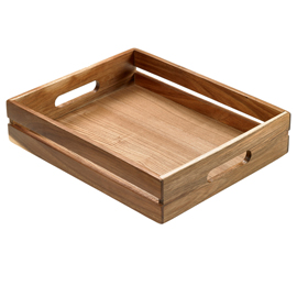 CASSETTA PER ALIMENTI - 32,5 X 26,5 X 7 CM - LEGNO DI ACACIA - LEONE 96609
