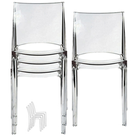 SEDIA B-SIDE - 48 X 50 X 81,5 CM - POLICARBONATO - TRASPARENTE - GRANDSOLEIL - CONF. 4 PEZZI 97490