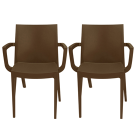 SEDIA VENICE - CON BRACCIOLI - 59 X 51 X 80 CM - POLIPROPILENE - MOKA - GRANDSOLEIL - CONF. 2 PEZZI 97497