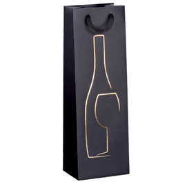 SHOPPER PORTABOTTIGLIE - CON MANICI IN CORDA - 12 X 37 X 9 CM - NERO - REX SADOCH 94711