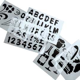 STENCIL TRASPARENTI ASSORTITI (LETTERE, NUMERI, FORME) - 32X22 CM - SECURIT - SET 6 PEZZI 71626