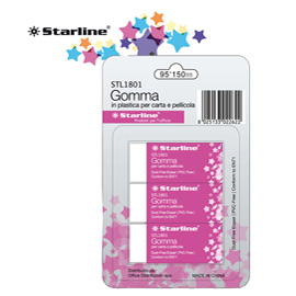 GOMMA - 60X24X14MM - BIANCA PER CARTA E PELLICOLA - STARLINE  - CONF. 3 PEZZI STL1801