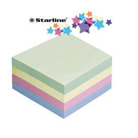 BIGLIETTI ADESIVI CUBO - ASSORTITO TENUE - 75 X 75MM - 70GR - 400 FOGLI - STARLINE STL2525