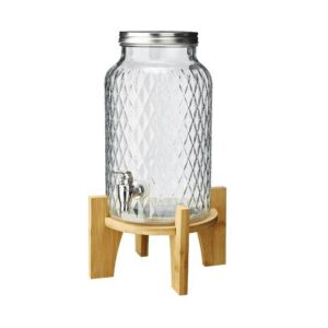 CARAFFA CON RUBINETTO - BASE BAMBOO - 5,6 L - VETRO - TRASPARENTE - LEONE 100447