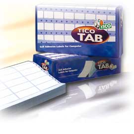 ETICHETTE A MODULO CONTINUO TICO TAB 1 - 89X23,5 MM - CORSIA SINGOLA - PERMANENTE - BIANCO - TICO - SCATOLA DA 6000 ETICHETTE 68181