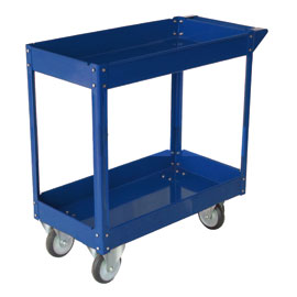 CARRELLO DA LAVORO - 2 RIPIANI - ACCIAIO VERNICIATO BLU - 84X41 CM - ALTEZZA 82 CM - PORTATA MASSIMA 100 KG - SERENA GROUP 65195