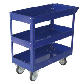 CARRELLO DA LAVORO - 3 RIPIANI - ACCIAIO VERNICIATO BLU - 84X41 CM - ALTEZZA 82 CM - PORTATA MASSIMA 100 KG - SERENA GROUP 65196