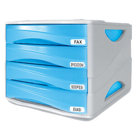 CASSETTIERA SMILE - 29X38X25,5 CM - 4 CASSETTI DA 5 CM - GRIGIO-AZZURRO TRASPARENTE - ARDA 53989