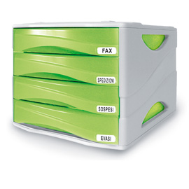 CASSETTIERA SMILE - 29X38X25,5 CM - 4 CASSETTI DA 5 CM - GRIGIO-VERDE TRASPARENTE - ARDA 53990