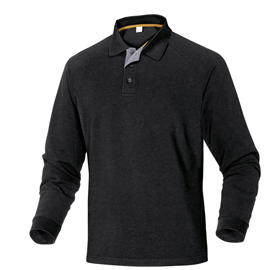 POLO A MANICHE LUNGHE TURINO - 100 COTONE - TAGLIA M - NERO - DELTAPLUS 94204