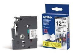 BROTHER - NASTRO CON ADESIVO RESISTENTE - NERO-BIANCO - TZES231 - 12MM X 8MT BROTZES231