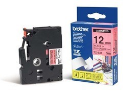 BROTHER - NASTRO LAMINATO FLUORESCENTE - NERO-ARANCIO FLUO - TZEB31 - 12MM X 5MT BROTZEB31