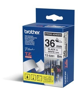 BROTHER - NASTRO CON ADESIVO RESISTENTE - NERO-BIANCO - TZES261 - 36MM X 8MT BROTZES261
