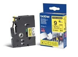 BROTHER - NASTRO CON ADESIVO RESISTENTE - NERO-GIALLO - TZES621 - 9MM X 8MT BROTZES621