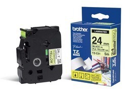 BROTHER - NASTRO LAMINATO FLUORESCENTE - NERO-GIALLO FLUO - TZEC51 - 24MM X 5MT BROTZEC51