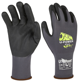 GUANTI DI PROTEZIONE FLEX - CON POLSINO MARRONE - TAGLIA 09 - NERO/GRIGIO - U-POWER 97550
