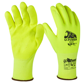 GUANTI DI PROTEZIONE ICON - CON POLSINO MARRONE - TAGLIA 09 - GIALLO FLUO - U-POWER 97556