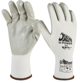 GUANTI DI PROTEZIONE FIT - CON POLSINO NERO - TAGLIA 10 - BIANCO/GRIGIO - U-POWER 97548