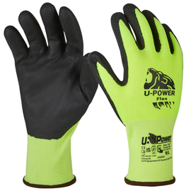 GUANTI DI PROTEZIONE FLEX - CON POLSINO NERO - TAGLIA 10 - VERDE FLUO/NERO - U-POWER 97554