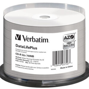 CD ROM 700MB 80 MIN. VERBATIM  52X printableTORRE 50PZ VERBCDR70052SK