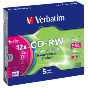 CD ROM RISCRIV. 700MB 80 MIN. VERBATIM  12X SLIM 5PZ VERCDRW7008X