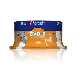TORRE 25 DVD-R SPINDLE 16X 4.7 120 STAMP + TASSA SIAE VERBDVD-R4716P
