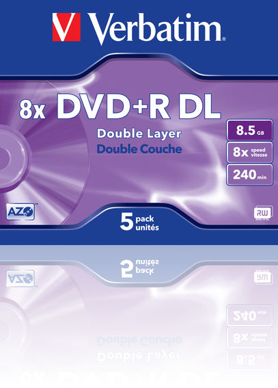 DVD+R DOUBLE LAYER 8.5 GB JEWEL CASE 240 MIN VERBATIM VERBDVDR858X