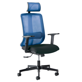 POLTRONA ERGONOMICA SEMIDIREZIONALE VERTIGO - CON POGGIATESTA - BLU-NERO - UNISIT 89595