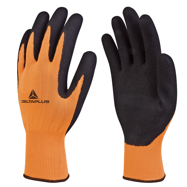 GUANTO APOLLON VV733 - POLIESTERE - PALMO SCHIUMA DI LATTICE - TAGLIA 08 - ARANCIO FLUO-NERO - DELTAPLUS 78323